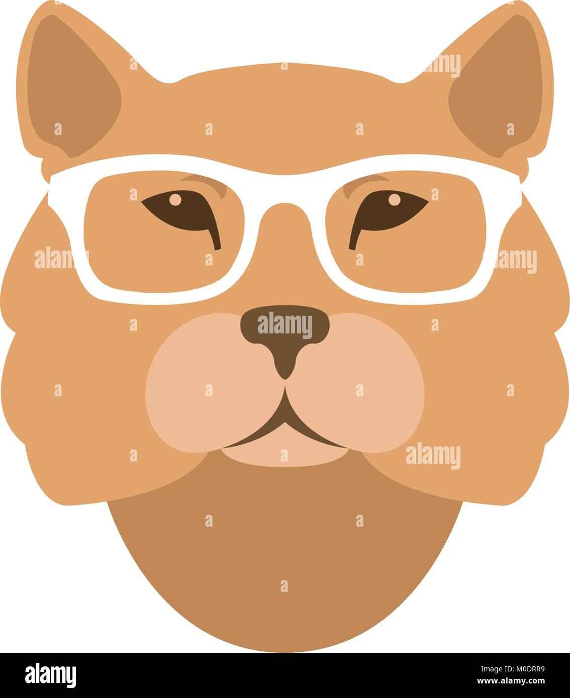 Lion faccia di testa nei bicchieri illustrazione vettoriale stile piatto Illustrazione Vettoriale