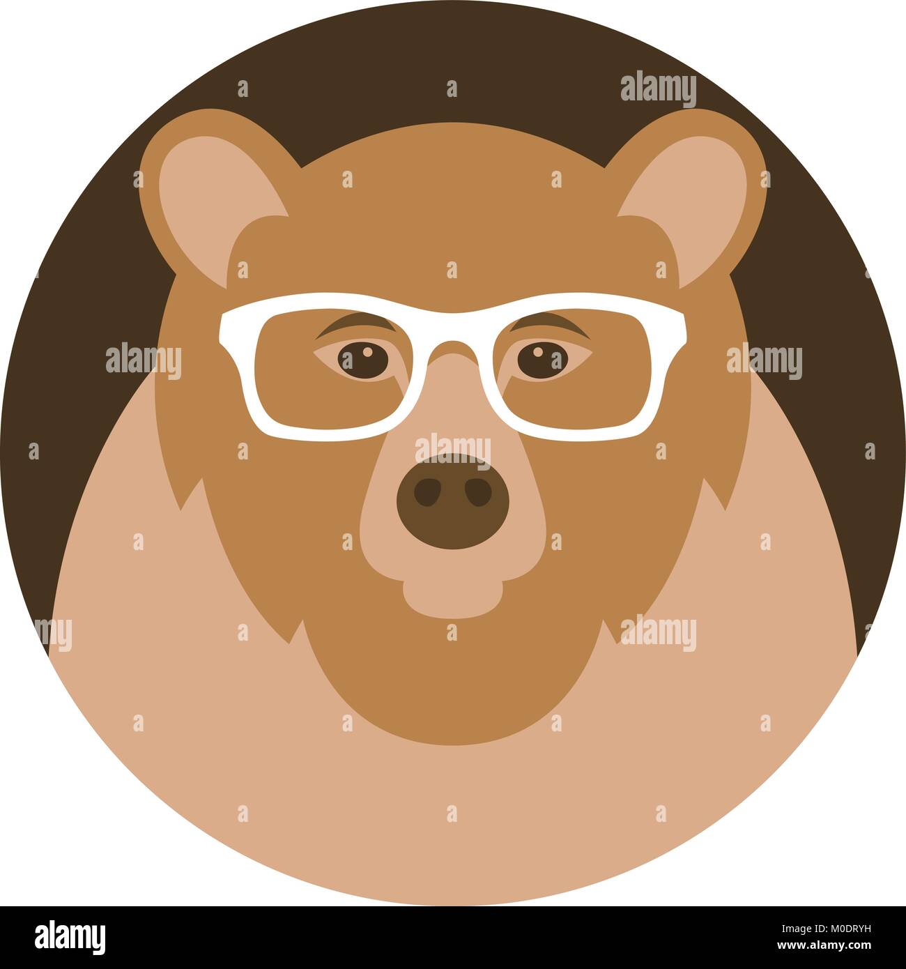 Bear faccia in bicchieri illustrazione vettoriale piana anteriore di stile Illustrazione Vettoriale