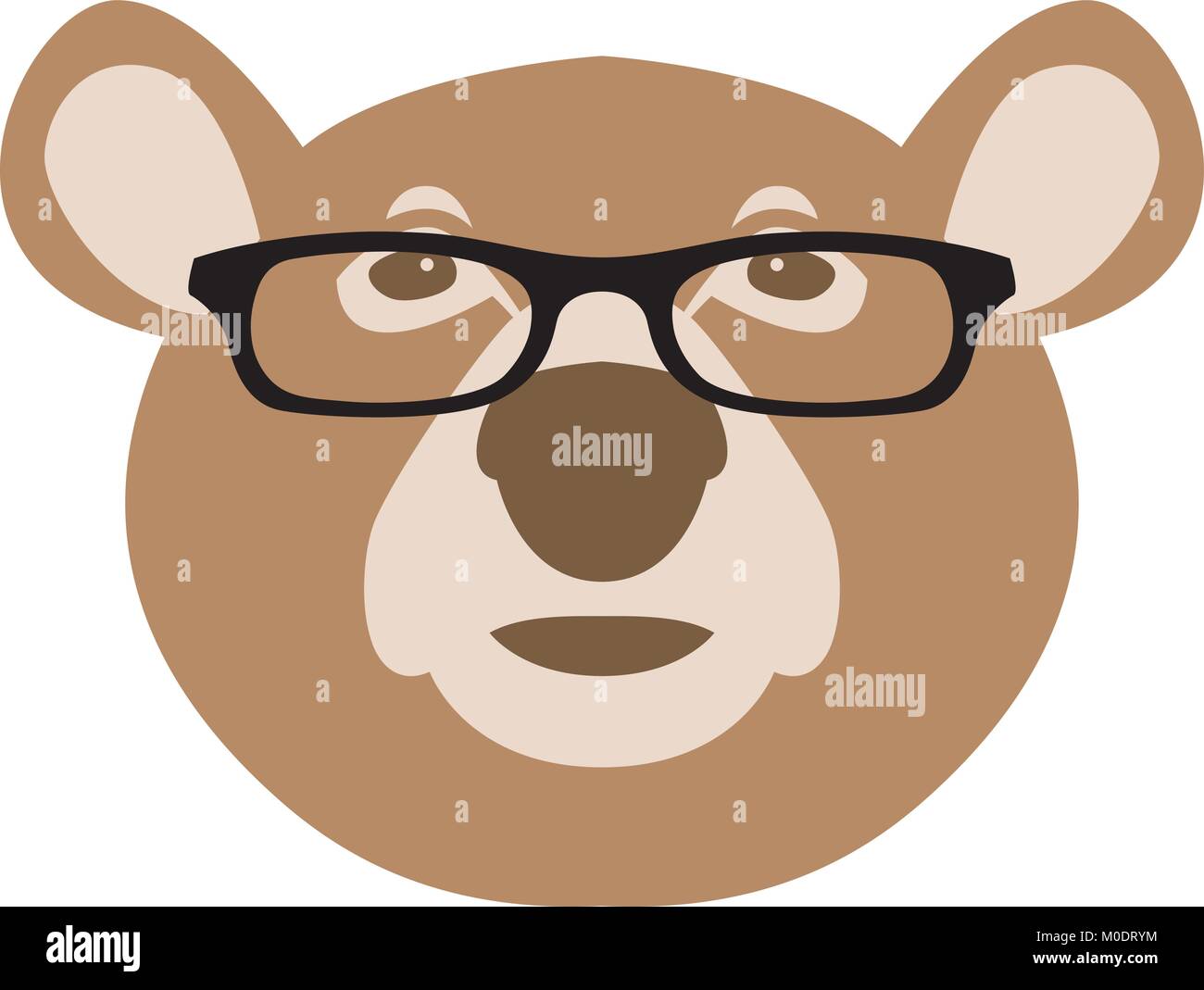 Bear faccia in bicchieri illustrazione vettoriale piana anteriore di stile Illustrazione Vettoriale