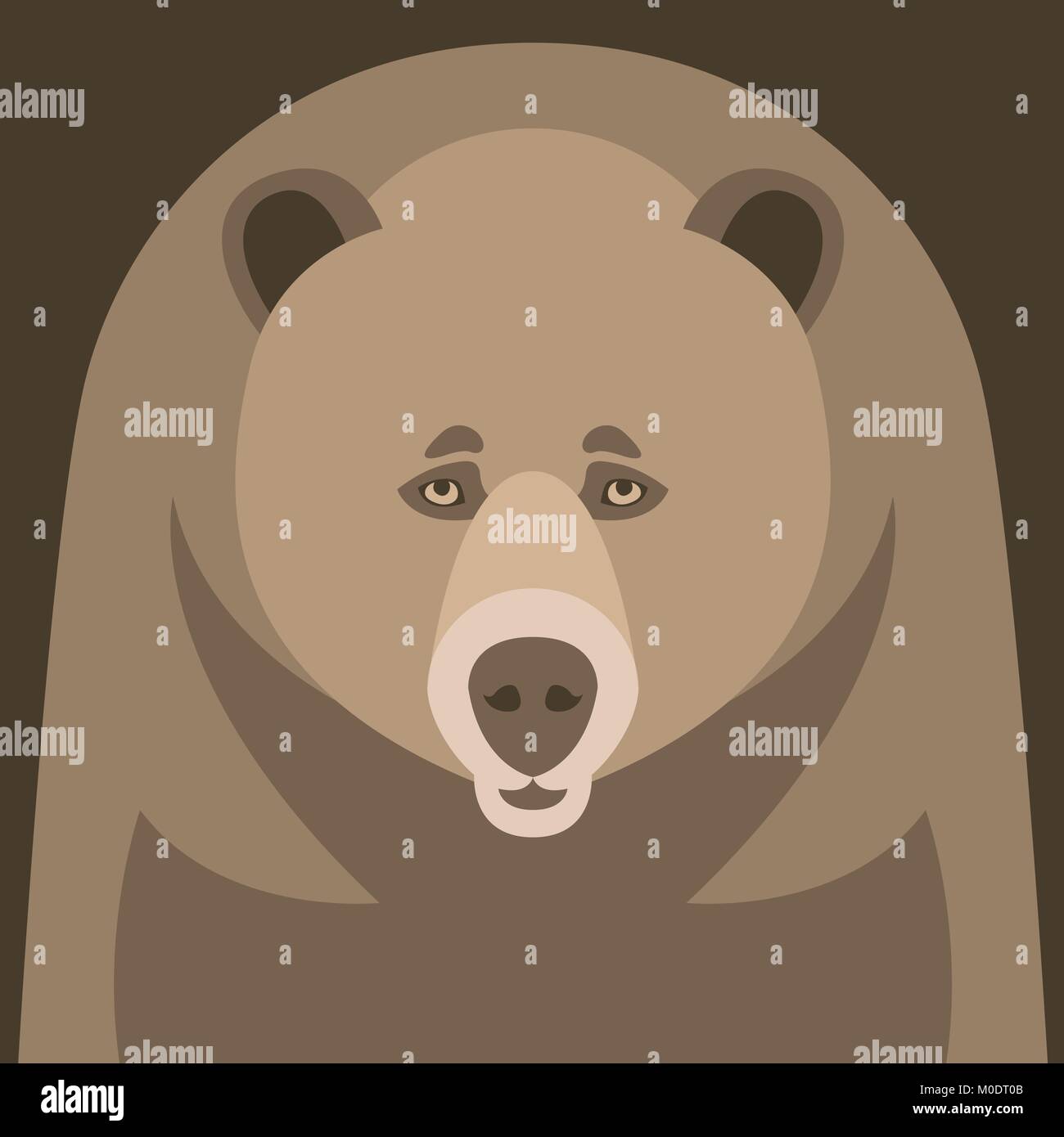 Bear faccia stile piatto illustrazione vettoriale parte anteriore Illustrazione Vettoriale