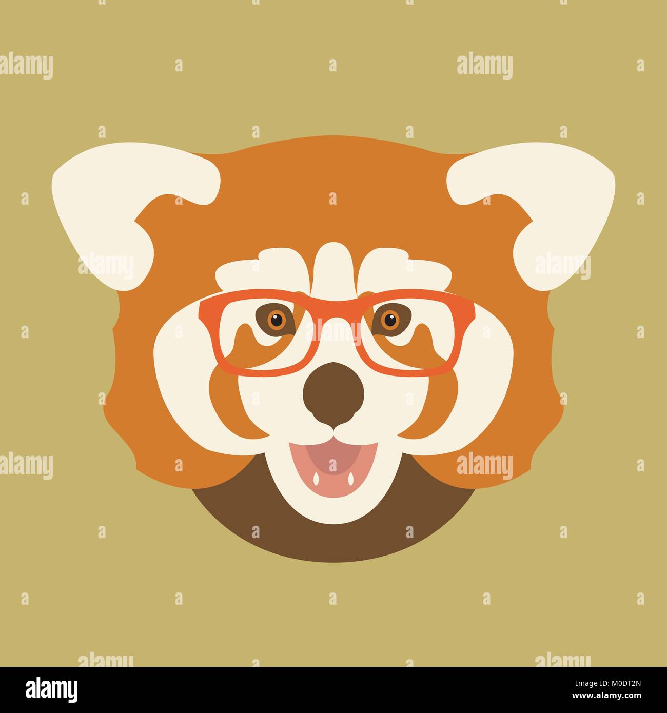 Panda rosso faccia in bicchieri illustrazione vettoriale piana di stile Illustrazione Vettoriale