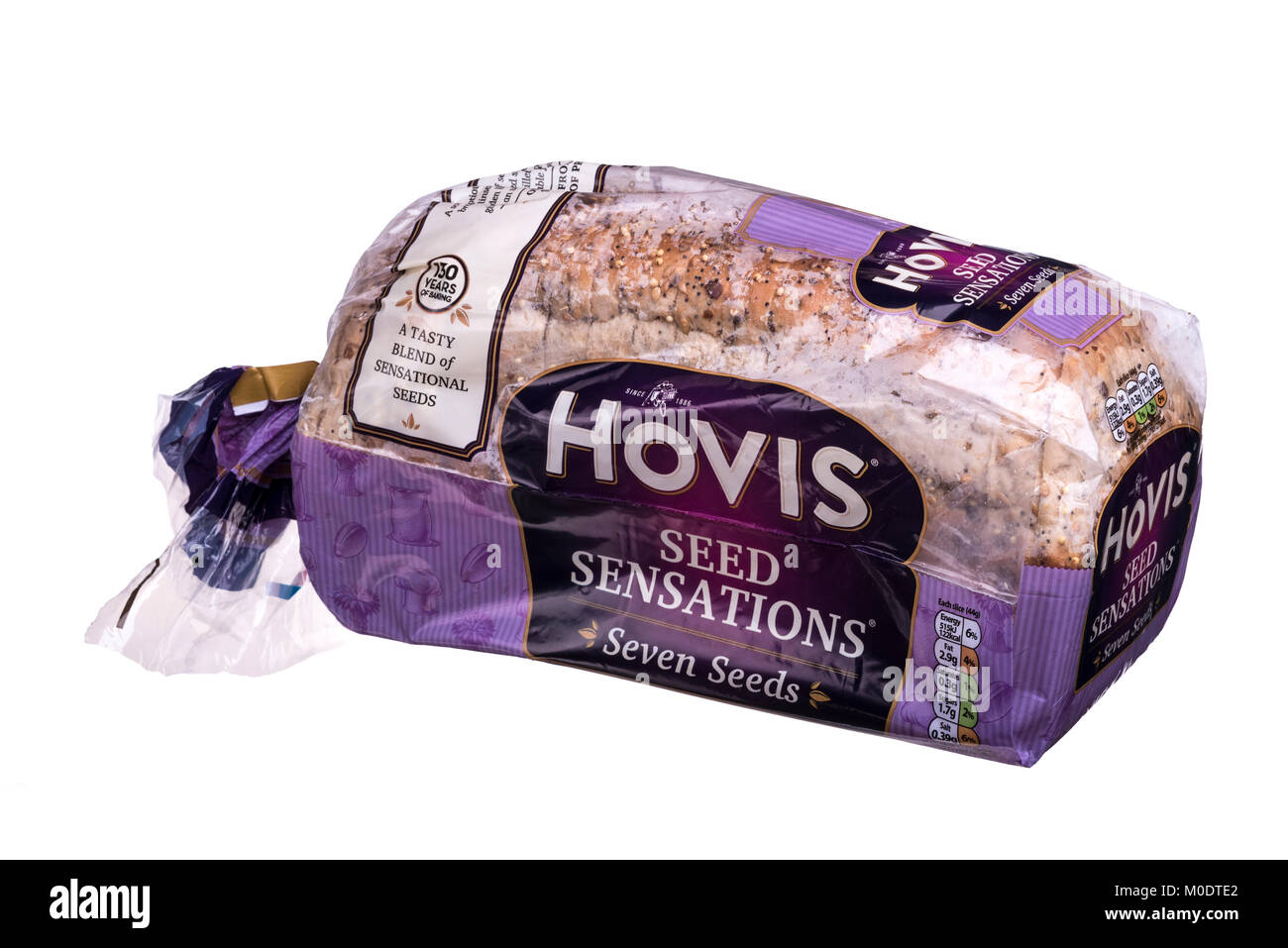 Hovis ha sensazioni di sementi a fette di pane, avvolti in materiale plastico. Foto Stock