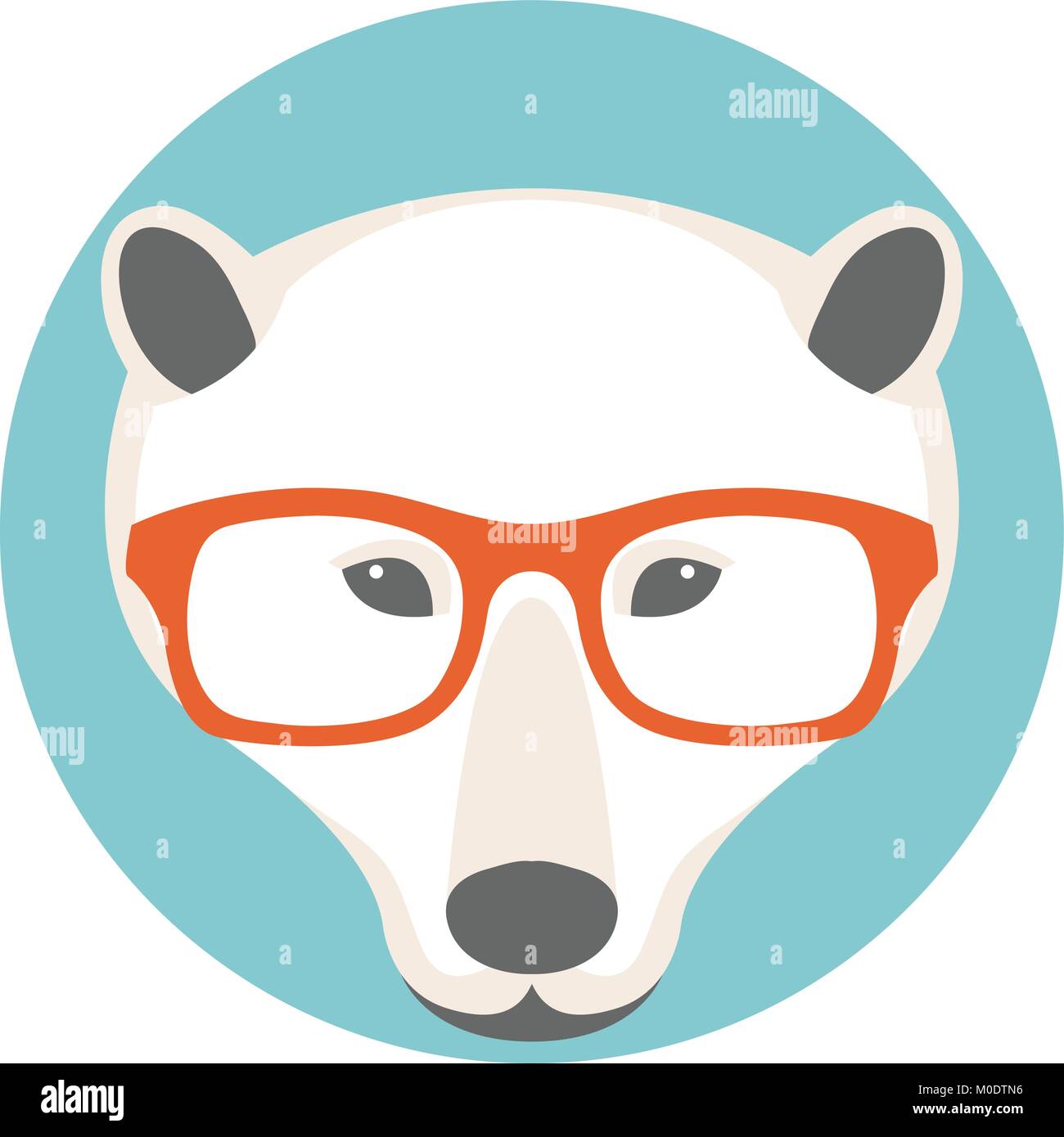 Orso polare faccia in bicchieri illustrazione vettoriale stile piatto Illustrazione Vettoriale