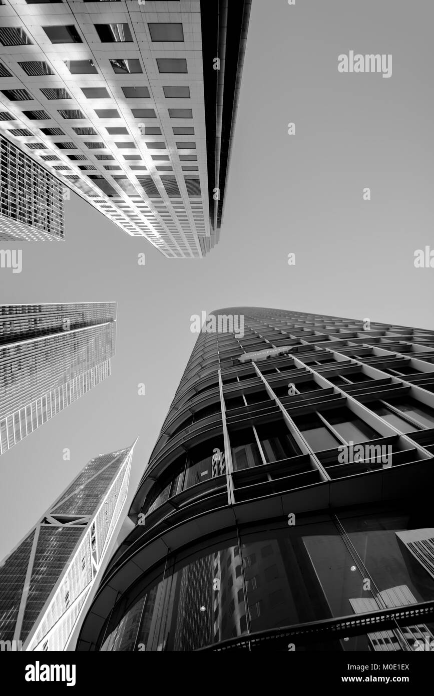 San Francisco highrises grattacieli edifici fotografati da un angolo basso Foto Stock