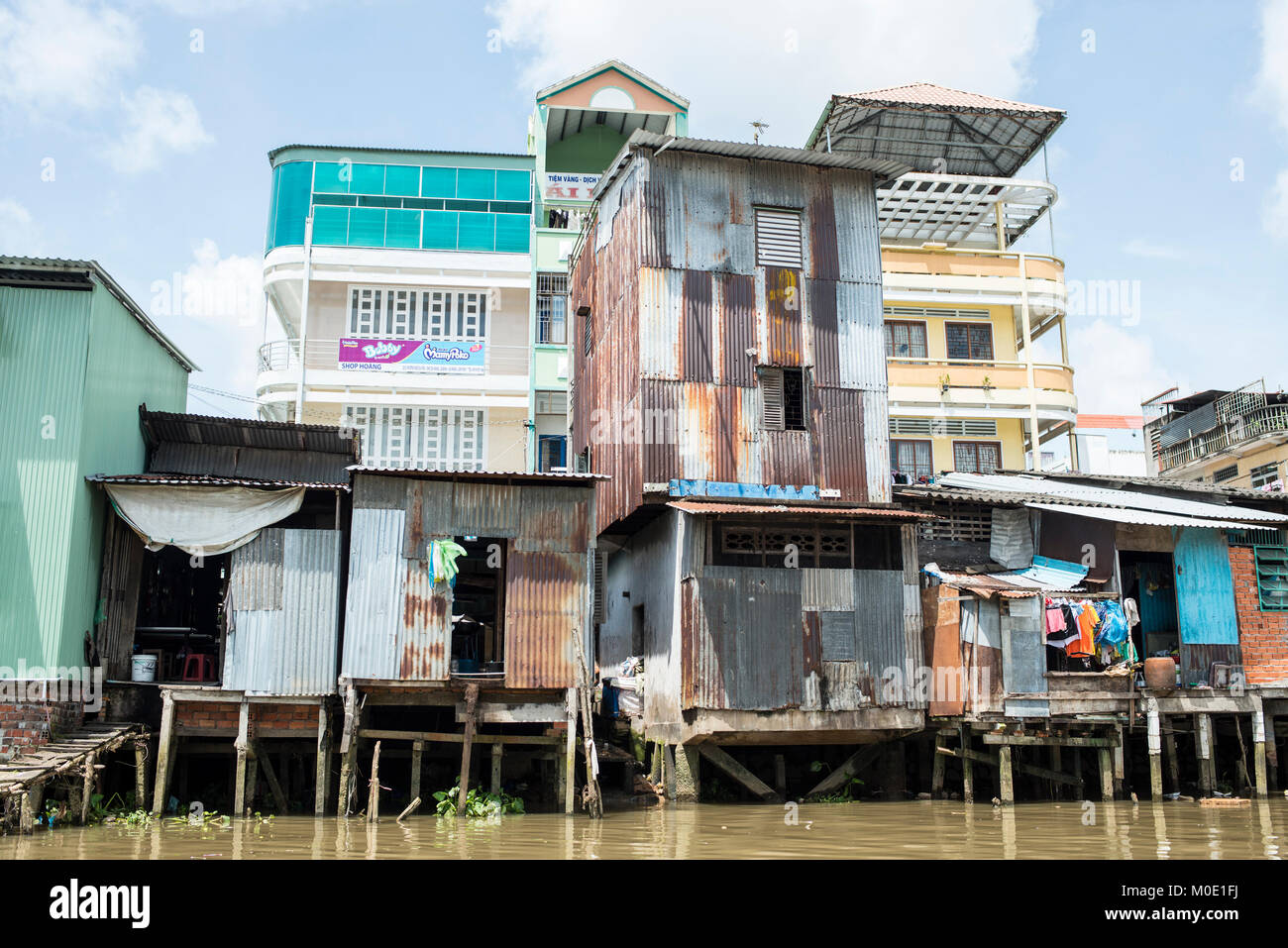 Il fiume Mekong case, Vietnam Foto Stock