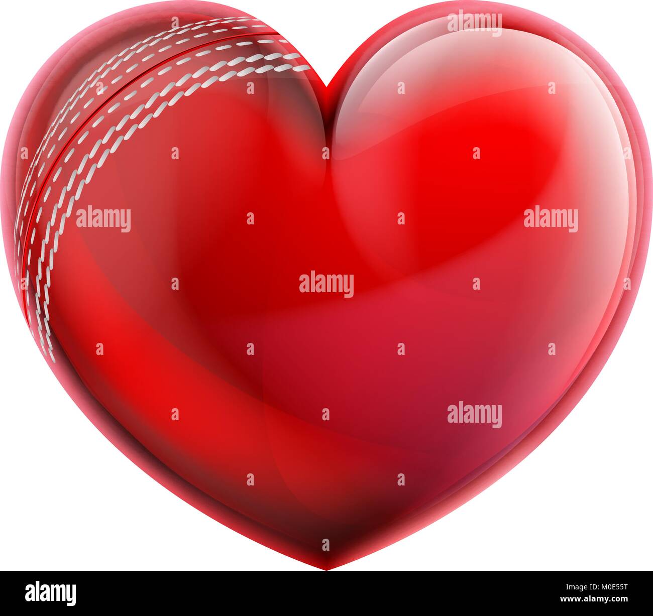 Forma di cuore Cricket Ball Illustrazione Vettoriale
