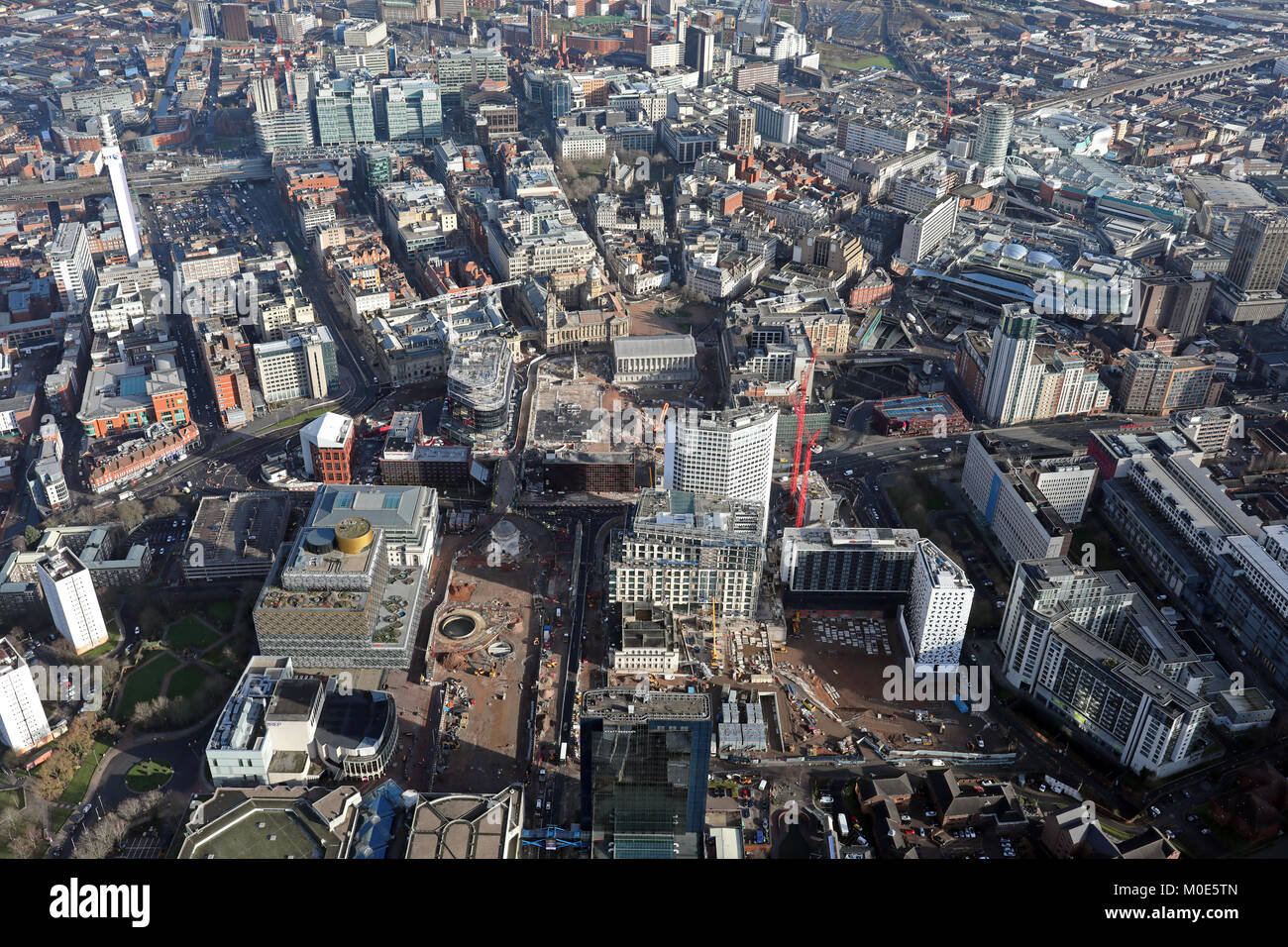 Vista aerea del centro cittadino di Birmingham, West Midlands, Regno Unito Foto Stock