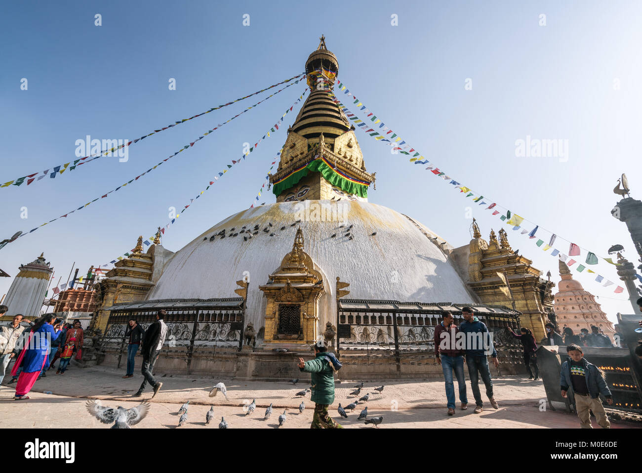 A Swayambhunath stupa a Kathmandu, Nepal Foto Stock
