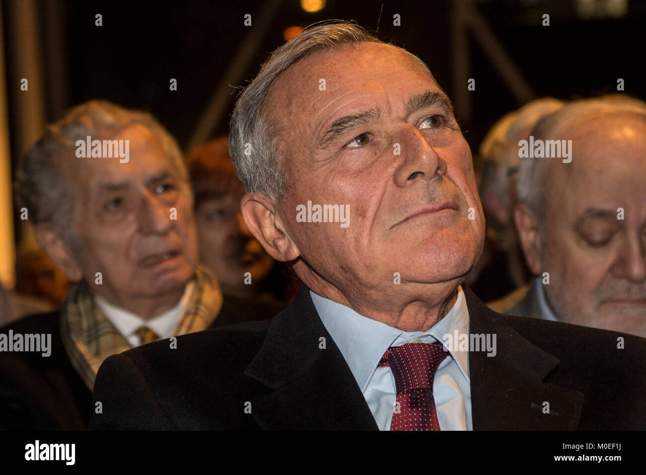 Torino Piemonte, Italia. Xxi gen, 2018. Torino, Italia-gennaio 21, 2018: Pietro Grasso, candidato premier dei liberi e uguali il partito politico per la campagna elettorale del 4 marzo 2018 presso il Teatro Espace di Torino, Italia Credito: Stefano Guidi/ZUMA filo/Alamy Live News Foto Stock