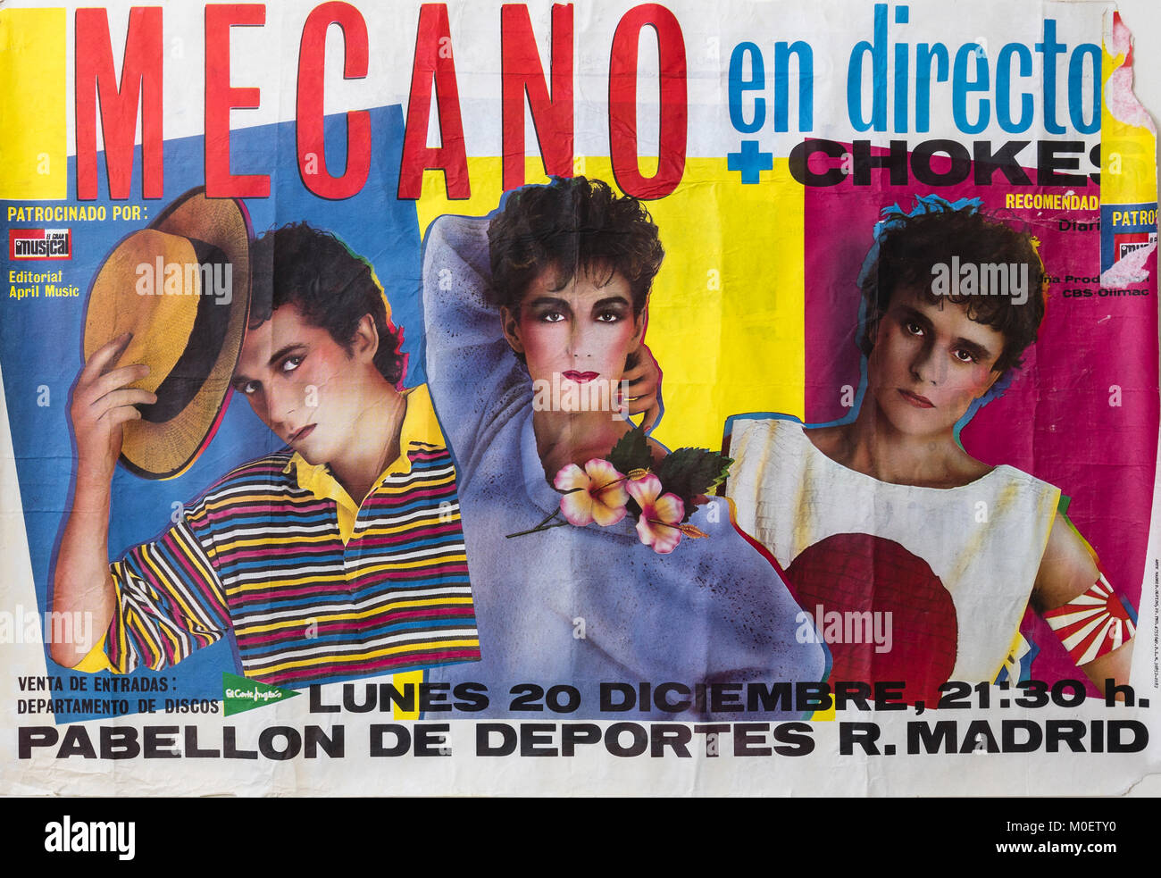 Mecano più bobine di concerto. Madrid, dicembre 1982. Concerto musicale poster. Gruppo spagnolo Foto Stock