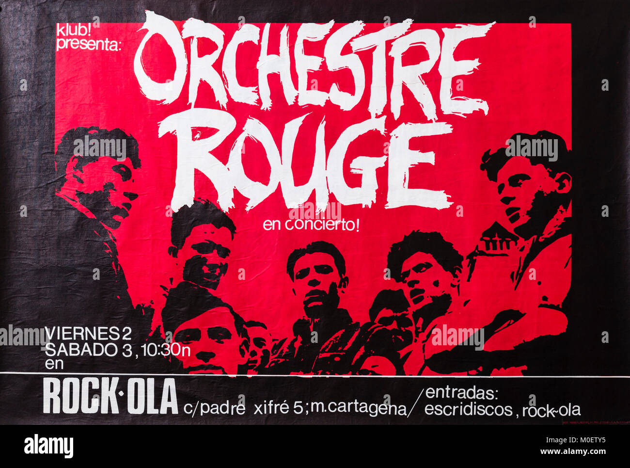 Orchestre Rouge in concerto. Rock Ola Madrid 1982. Concerto musicale poster Foto Stock
