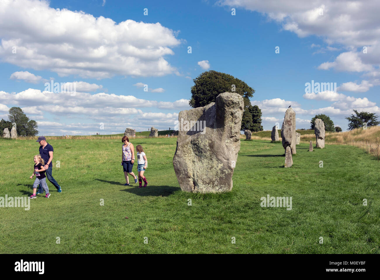 Il neolitico di Avebury pietre permanente, Avebury, Wiltshire, Inghilterra, Regno Unito Foto Stock