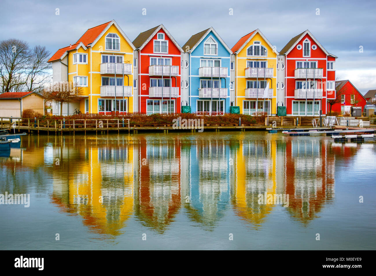 Case colorate di Greifswald (Germania) Foto Stock