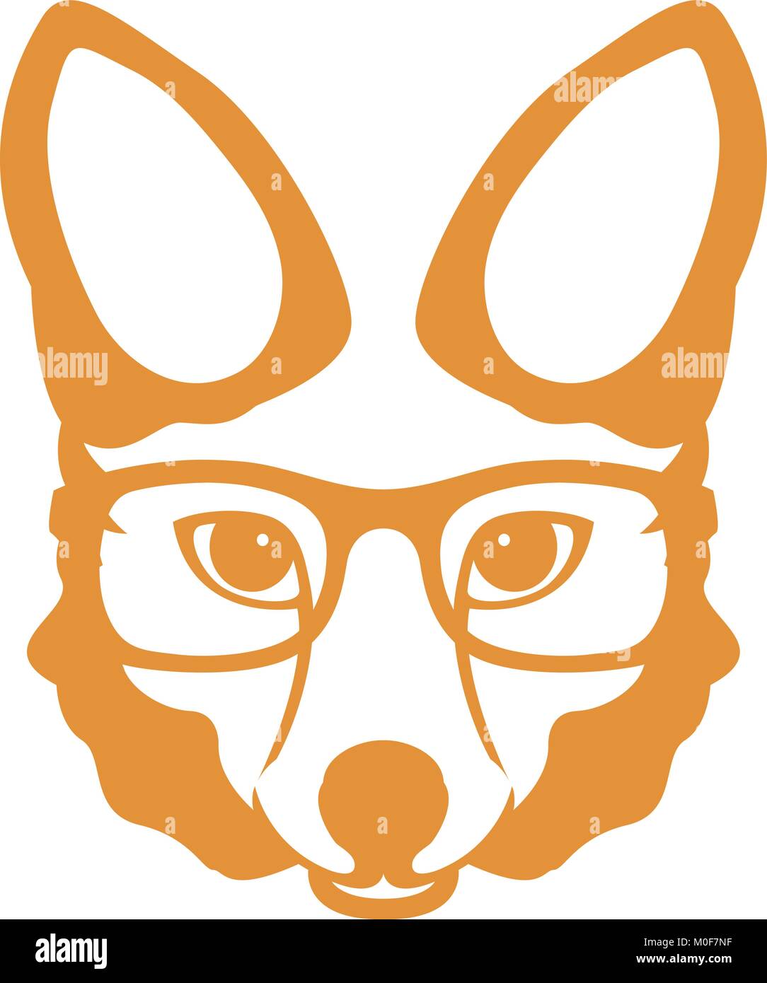 Fox faccia in bicchieri illustrazione vettoriale in stile appartamento lato anteriore Illustrazione Vettoriale