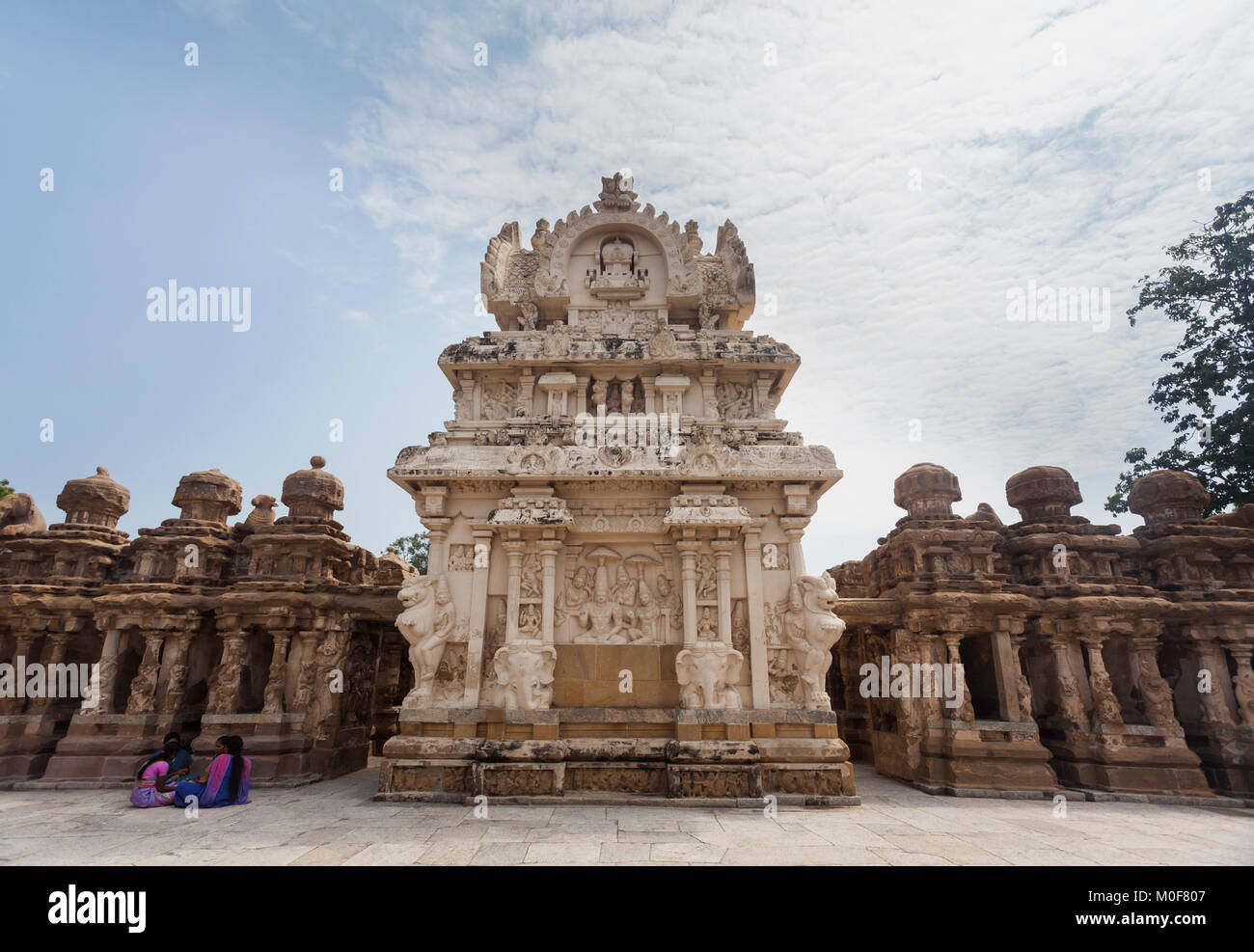 India, nello Stato del Tamil Nadu, Kanchipuram, Kanchi Kailasanathar Temple Foto Stock