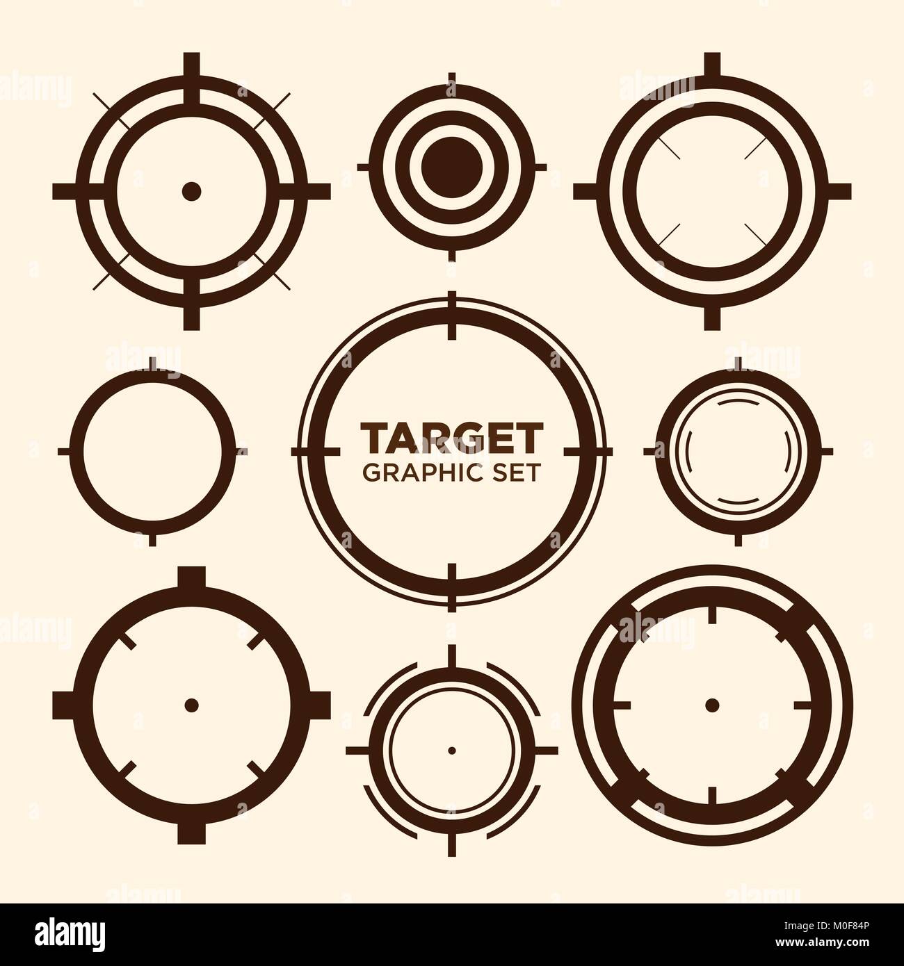 Mirino Target icona grafica Vector Graphic Design Set Illustrazione Vettoriale