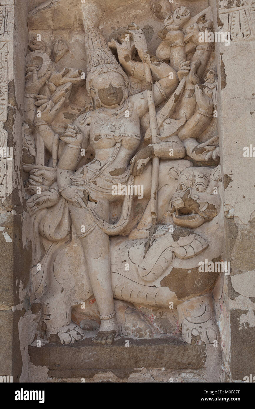 India, nello Stato del Tamil Nadu, Kanchipuram, Kanchi Kailasanathar Temple Foto Stock