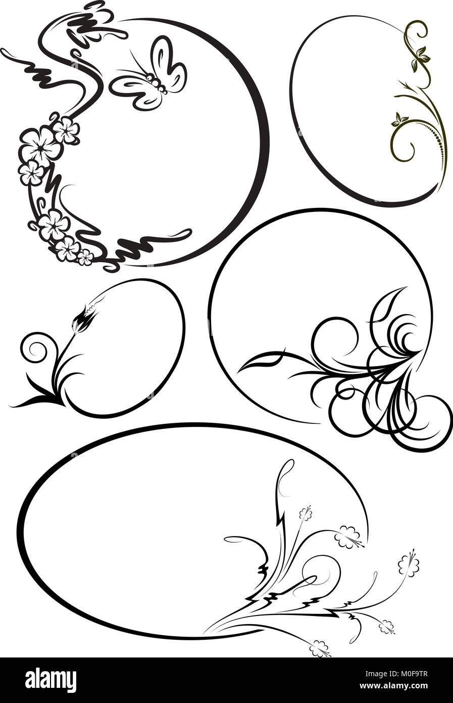 Set di decorativi cornice ovale Illustrazione Vettoriale