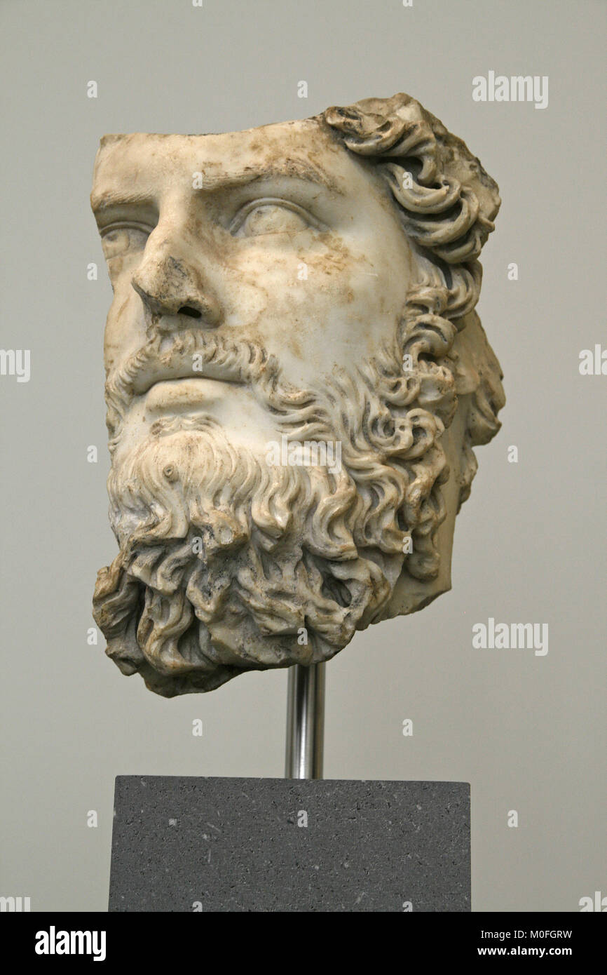 Ritratto in marmo del co-imperatore di Lucius Verus, Romana annuncio 161-169 (frammento), il Metropolitan Museum of Art (TEM), Upper Manhattan, New York ci Foto Stock