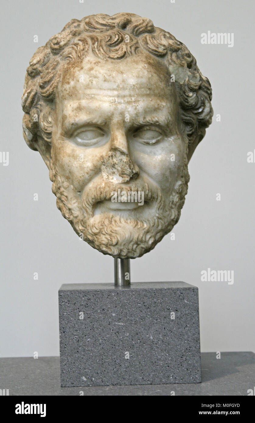 Testa di marmo di Demostene, romana del II secolo d.c. periodo imperiale, il Metropolitan Museum of Art (TEM), Upper Manhattan, New York New York Foto Stock
