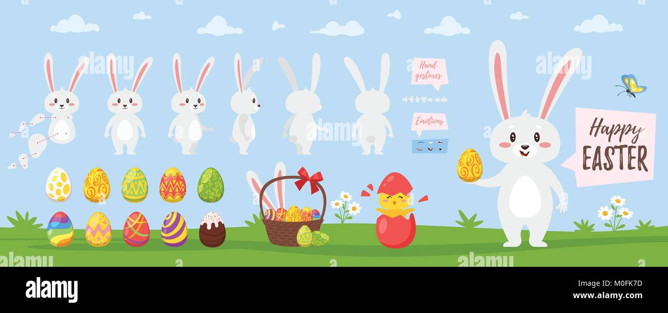 Coniglietto di pasqua del carattere per l'animazione Illustrazione Vettoriale