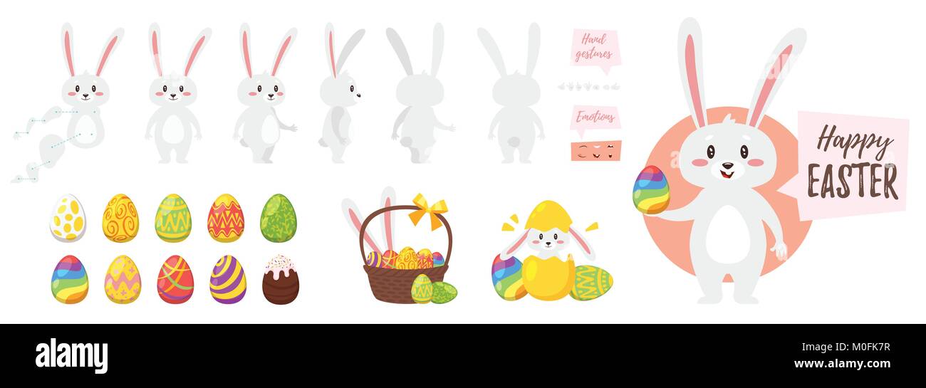 Coniglietto di pasqua del carattere per l'animazione Illustrazione Vettoriale