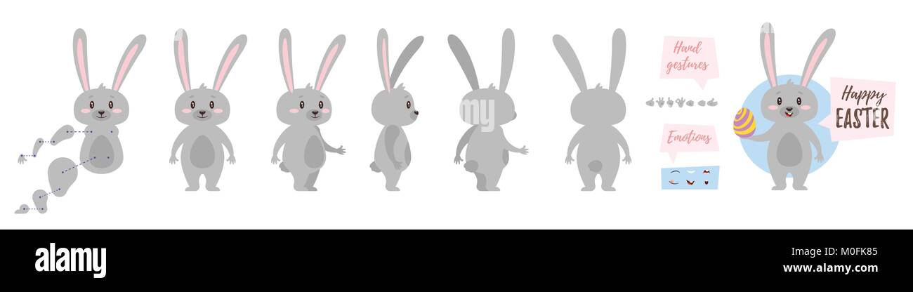 Coniglietto di pasqua del carattere per l'animazione Illustrazione Vettoriale