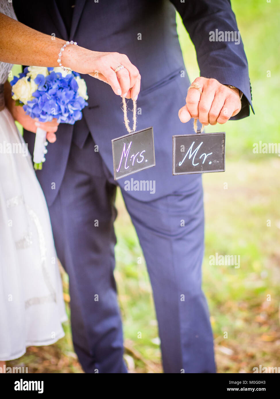 La sposa e lo sposo mostra i segni Foto Stock