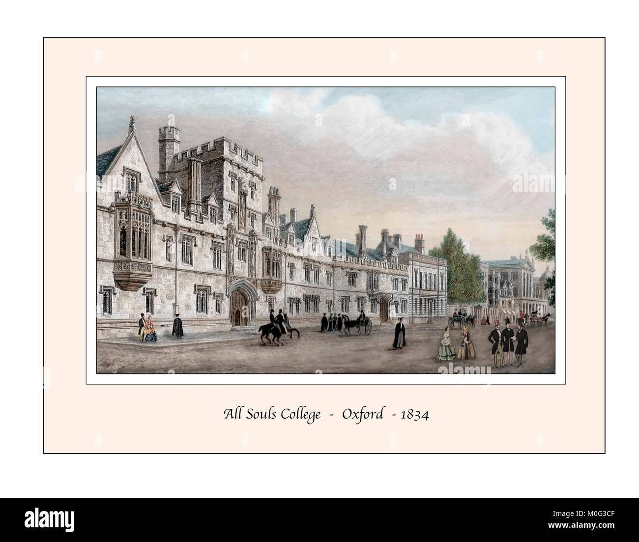 All Souls College di Oxford Design originale basato su di un palazzo del XIX secolo l'incisione Foto Stock