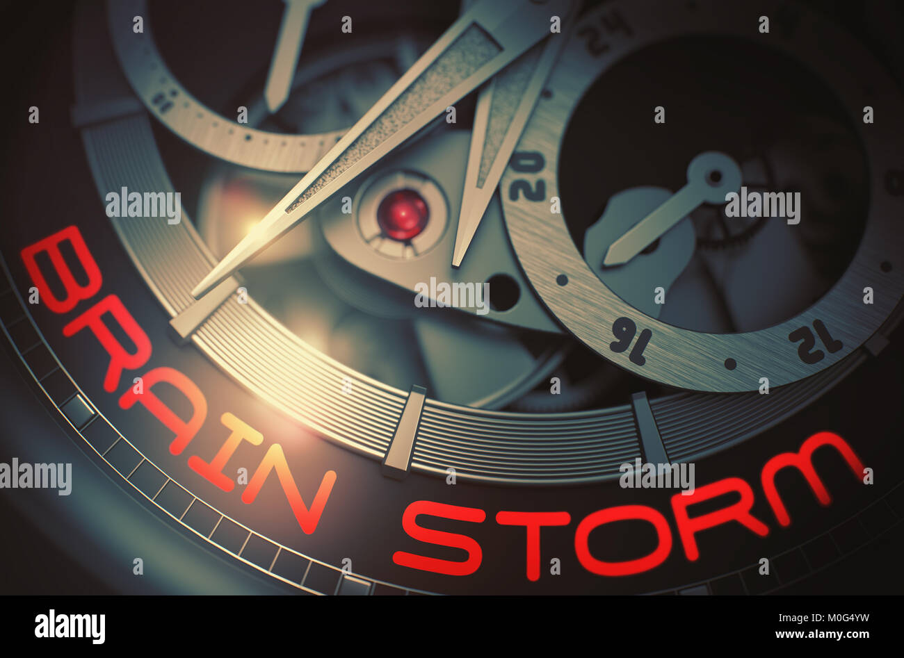 Brain Storm su uomini orologio da polso il meccanismo. 3D. Foto Stock