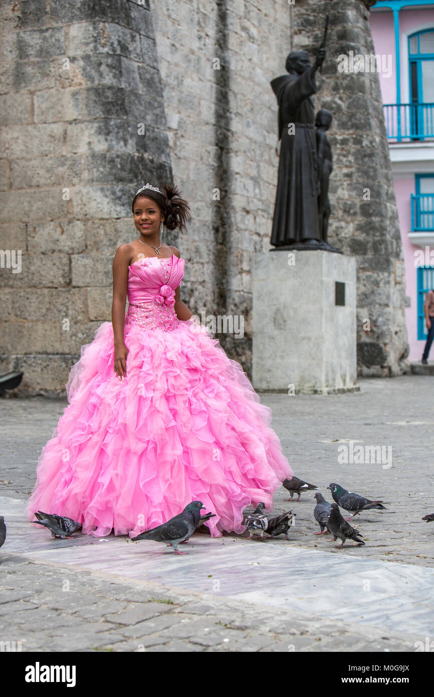 Quinceanera nella Vecchia Havana, Cuba Foto Stock