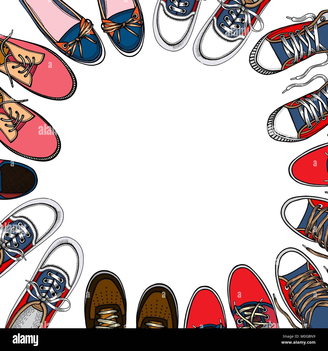 Allineate Lo Cerchio Sportive Sfondo Scarpe Con In Di Molte Un BWoCxder