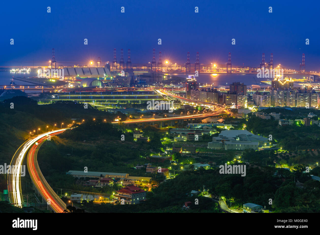 Vista aerea della città di Taipei e il porto Foto Stock