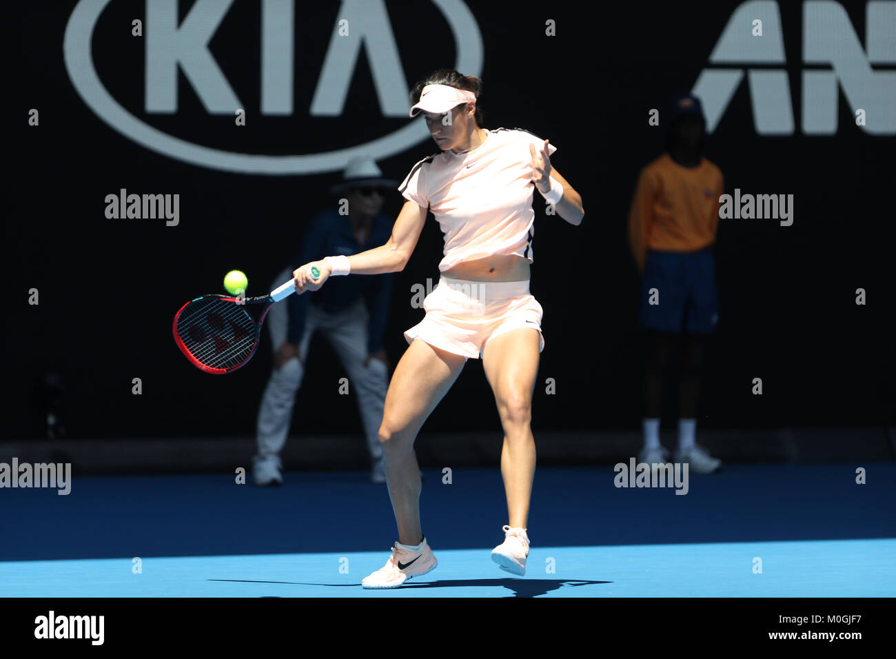 Tennis francese player Caroline Garcia è in azione durante la sua quarta partita presso l'Australian Open vs American giocatore di tennis Madison tasti su Jan 22, 2018 a Melbourne, Australia. Credito: YAN LERVAL/AFLO/Alamy Live News Foto Stock