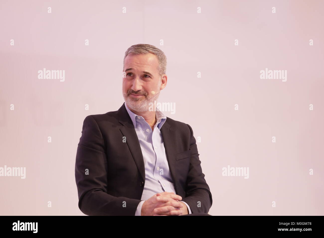 Monaco di Baviera/GERMANIA - Gennaio, 21: Daniel Haver (Native Instruments) parla di un panel di discussione durante la DLD18 (Digital-Life-design) Conferenza al Bayerischer Staatsbank su gennaio 21th, 2018 a Monaco di Baviera, Germania (Foto: picture alliance / Gandalf Hammerbacher) | utilizzo in tutto il mondo Foto Stock