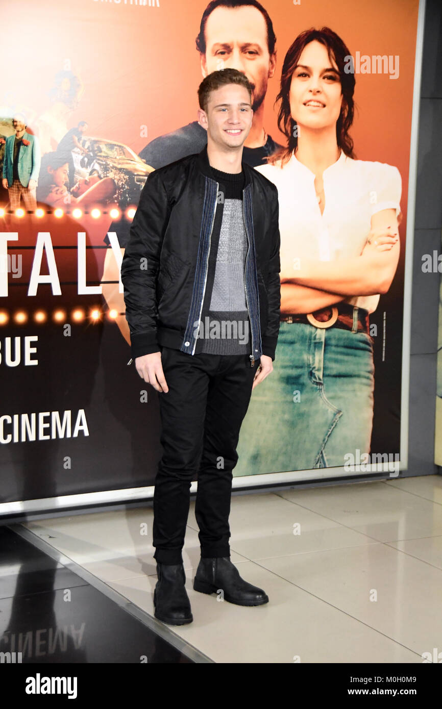 Roma Italia 22 gennaio 2018 Cinema Adriano - Photocall presentazione film Made in Italy Tobia De Angelis nel ruolo di Pietro Giuseppe di credito Andidero/Alamy Live News Foto Stock