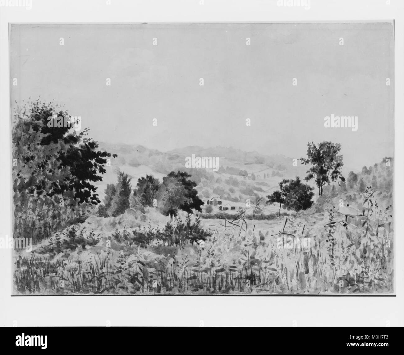 Rappresentazione del paesaggio di Catskills, che illustra montagne, valli, foreste e paesaggi naturali nello stato di New York, Stati Uniti. Foto Stock