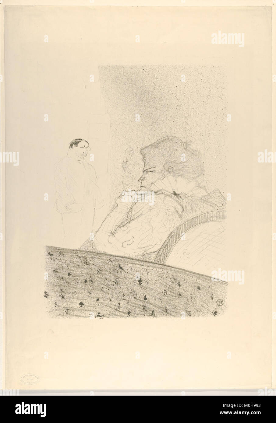 Questa fotografia intitolata "Brandès in Her Box" fa parte della collezione del Metropolitan Museum of Art. Raffigura l'attrice Brandès seduta in un palco teatrale, mettendo in evidenza la cultura dello spettacolo e la fotografia ritrattistica del periodo. Foto Stock