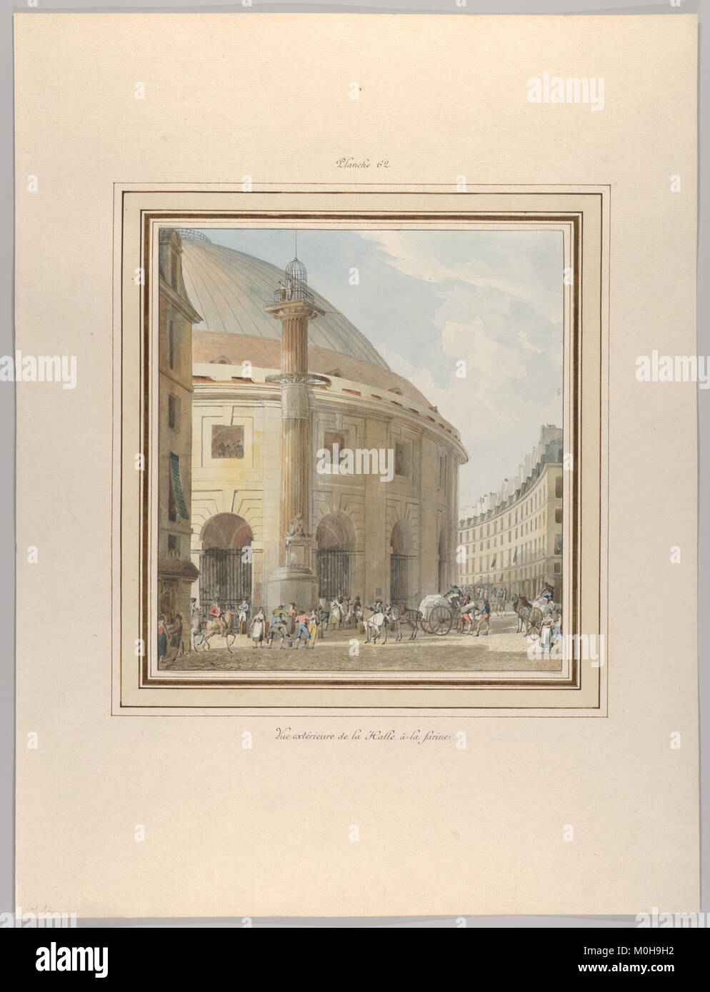 L'edificio conosciuto come la Halle aux Blés a Parigi fu costruito tra il 1763 e il 1767 come scambio circolare di grano con una grande cupola aggiunta nel 1811, e successivamente convertito nella Bourse de Commerce, preservando il suo carattere architettonico classico. Foto Stock
