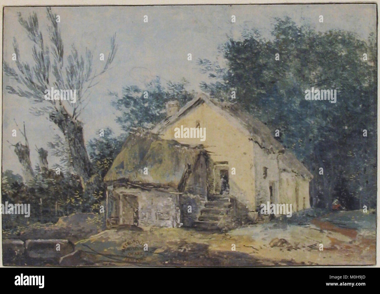 Questo dipinto intitolato “Landscape – Cottage in a Wood” (numero di accesso 80.3,545) raffigura un cottage riparato in un ambiente boscoso e appartiene alla collezione del Metropolitan Museum of Art Foto Stock