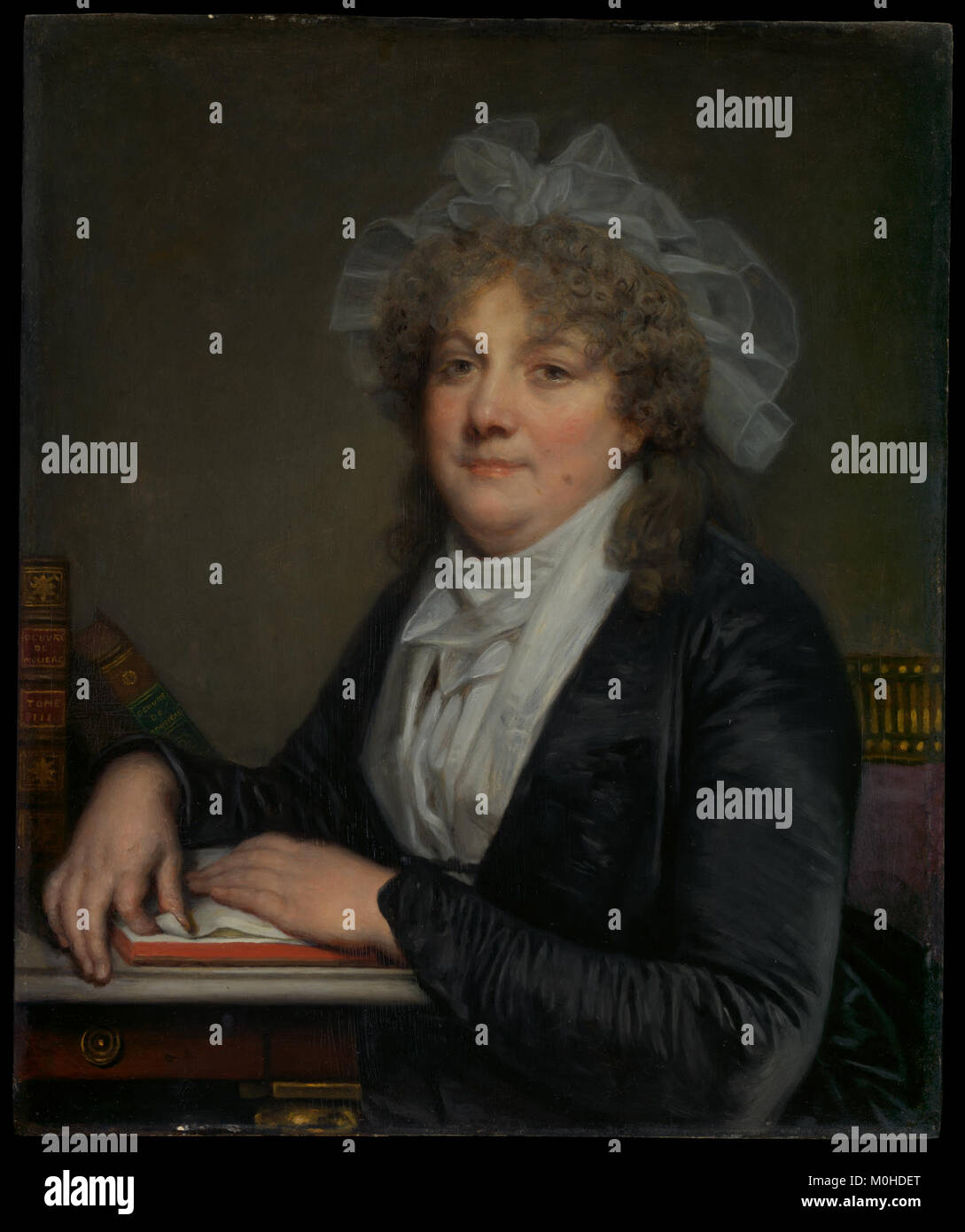 Un ritratto di Anne Antoinette Desmoulins, conosciuta come Madame Jean-Baptiste Nicolet (1743-1817), parte della collezione del Metropolitan Museum of Art. Il dipinto riflette la ritrattistica francese del XVIII secolo e la rappresentazione artistica di figure teatrali. Foto Stock