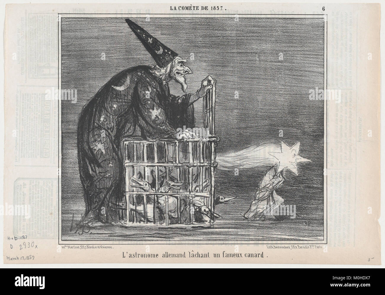 L'astronome allemand lâchant fameux onu canard, da La Comète de 1857, pubblicato in Le Charivari, Marzo 17, 1857 INCONTRATO DP876637 Foto Stock