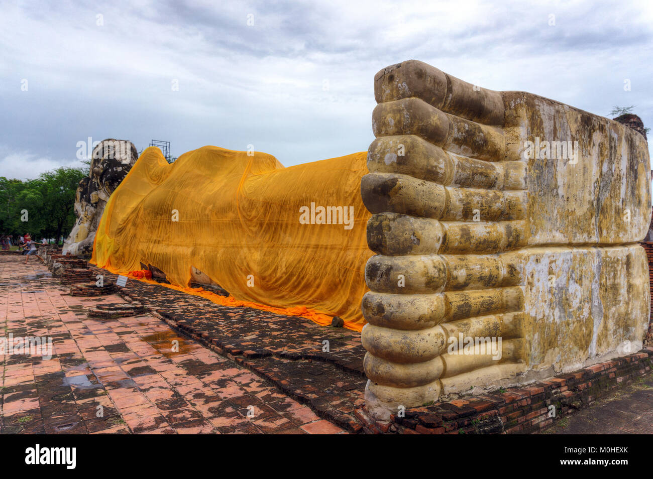 Asia,Thailandia,Ayutthaya,Wat Lokayasutharam,Tempio del Buddha reclinato Foto Stock