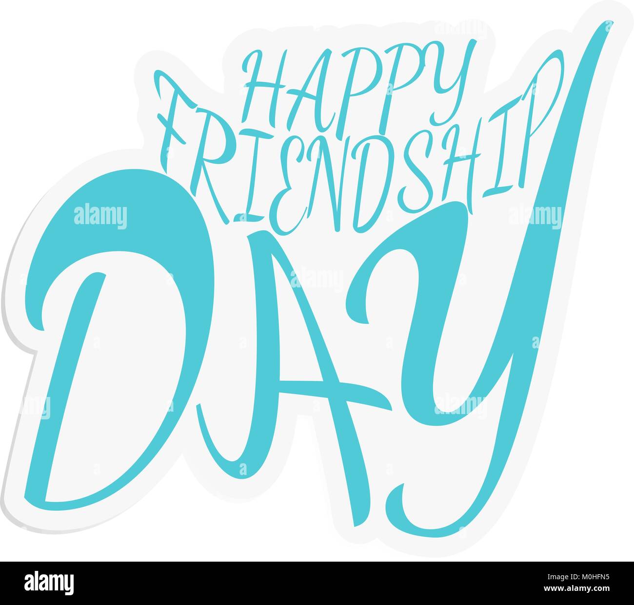 Felice amicizia giorno illustrazione vettoriale di adesivi con il turchese elogiativo iscrizione Illustrazione Vettoriale