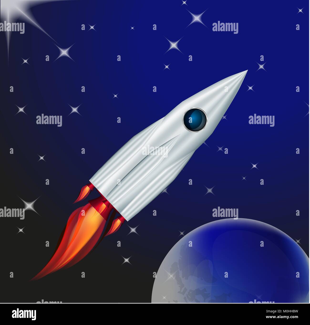 Razzo nello spazio interstellare Illustrazione Vettoriale