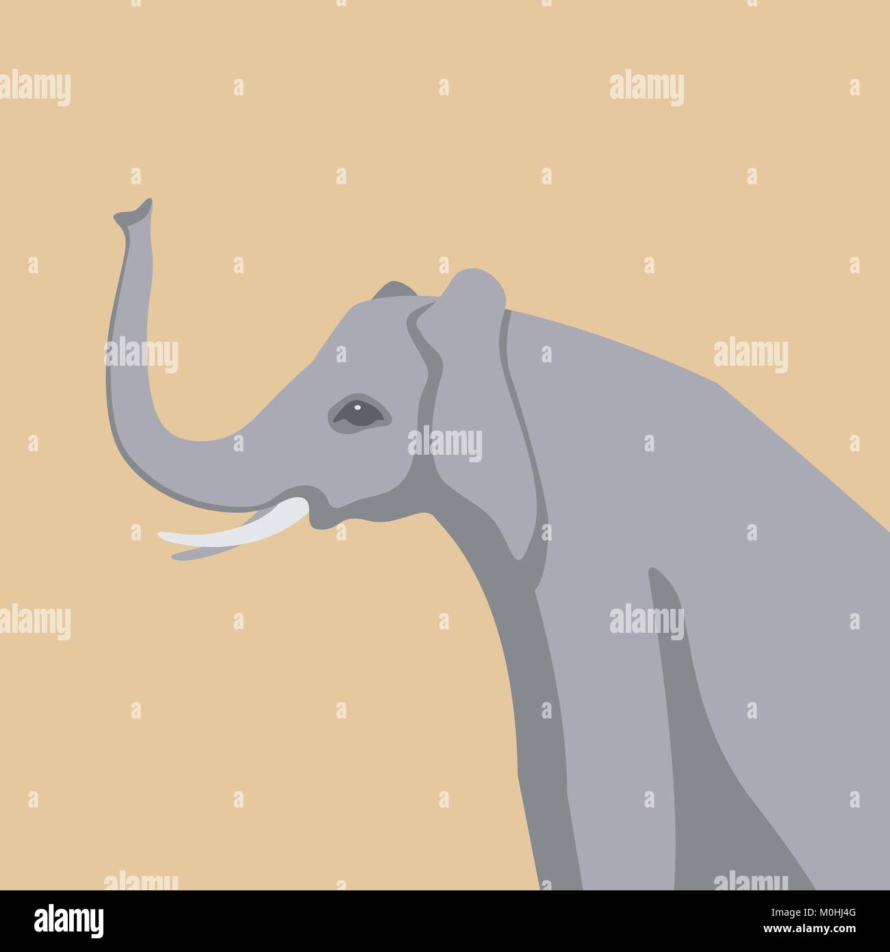 Elefante africano illustrazione vettoriale stile piana laterale del profilo Illustrazione Vettoriale