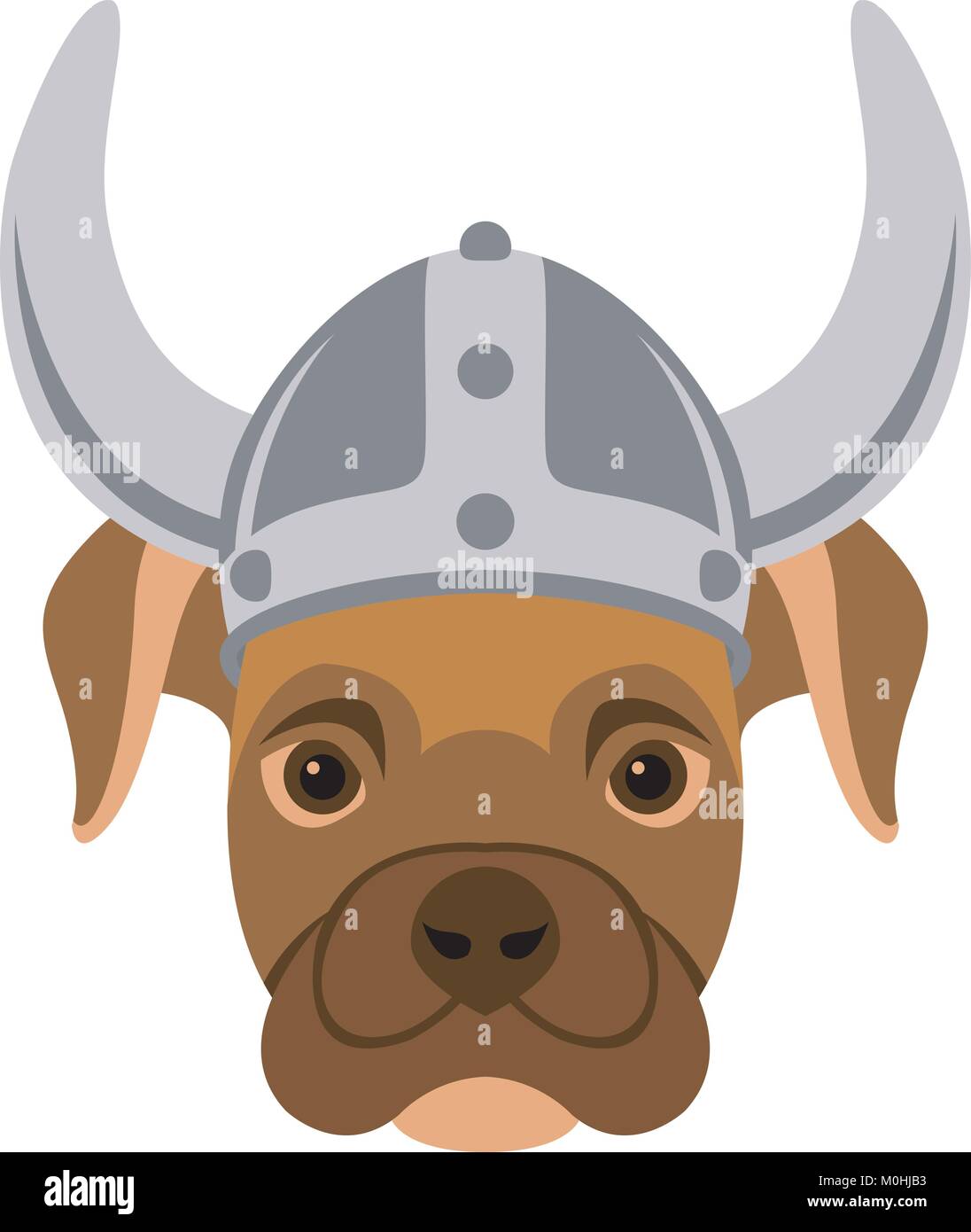 Dog Face nel casco viking illustrazione vettoriale in stile appartamento vista anteriore Illustrazione Vettoriale