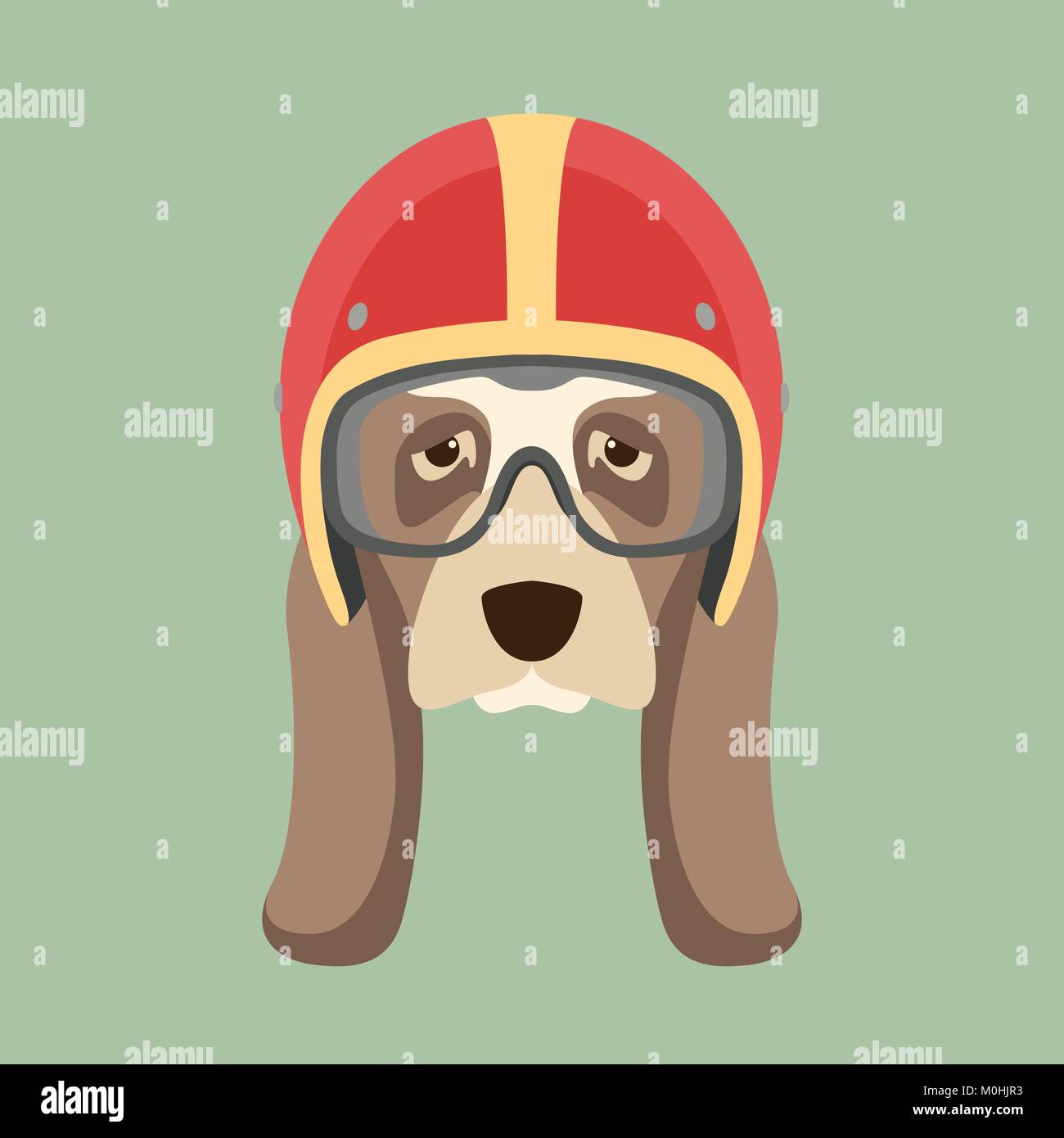 Dog Face in motocicletta casco illustrazione vettoriale stile piatto Illustrazione Vettoriale