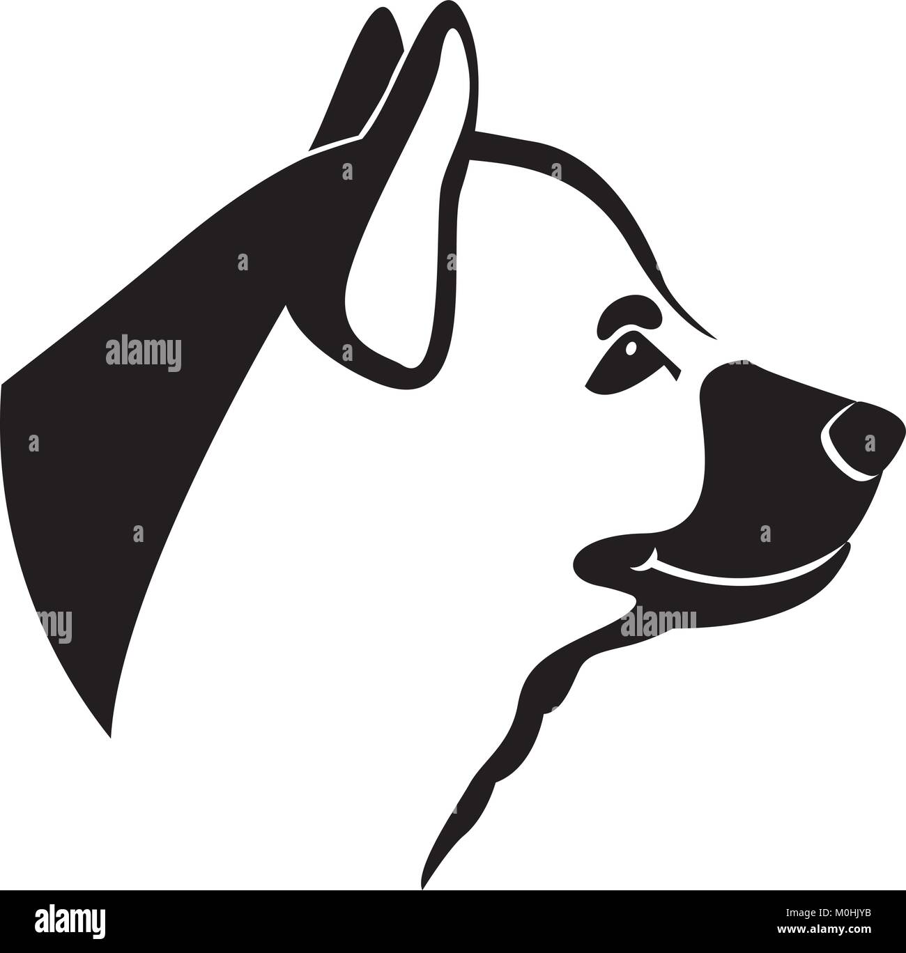 Testa di cane illustrazione vettoriale profilo nero laterale Illustrazione Vettoriale