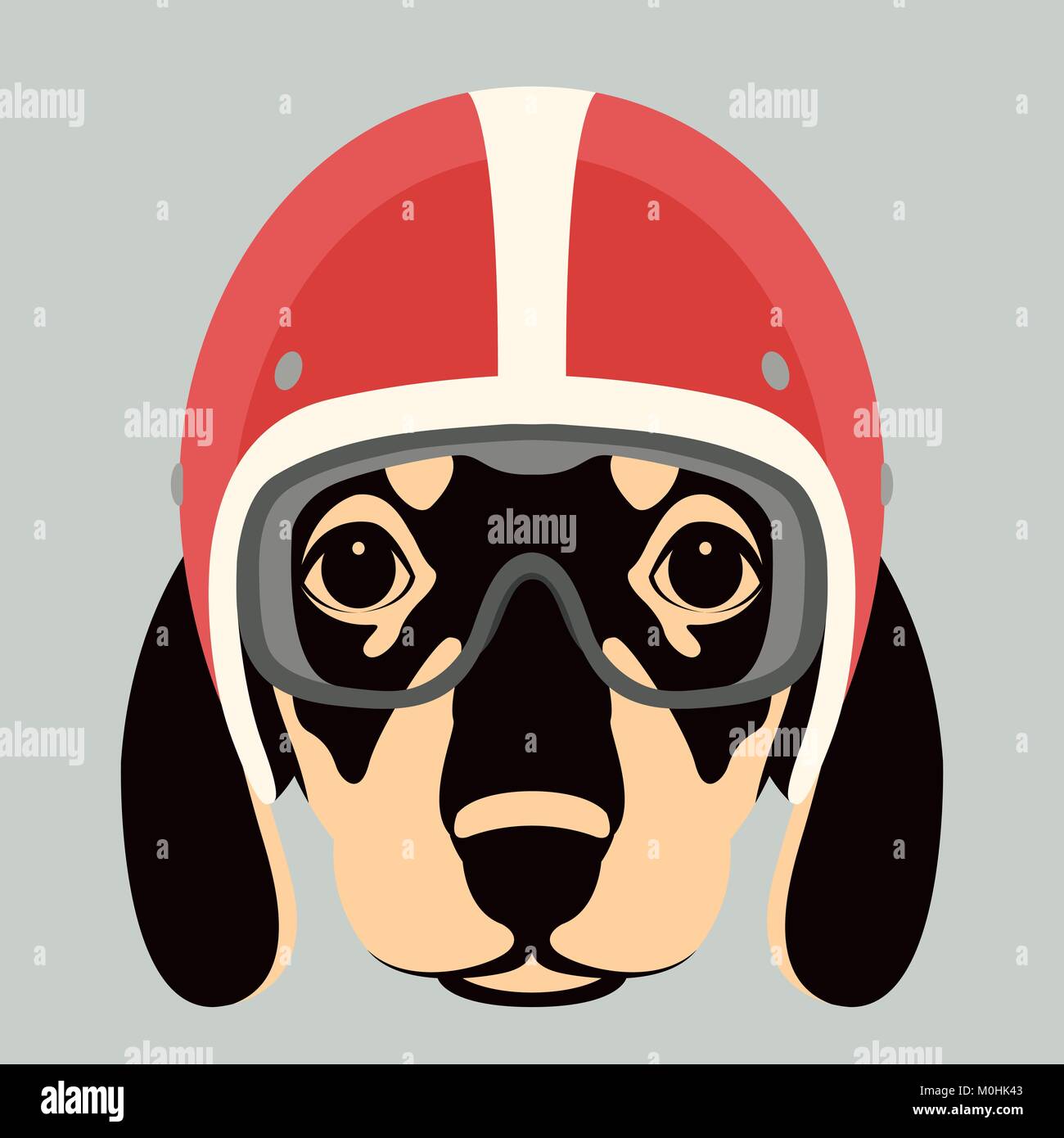 Dog Face in motocicletta casco illustrazione vettoriale stile piatto Illustrazione Vettoriale